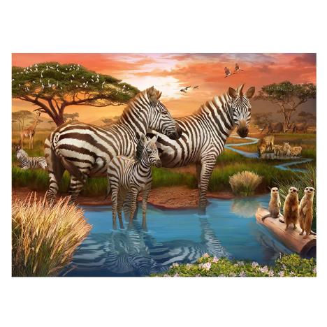 Zebra’s At Waterhole 500pc Jigsaw Puzzle Extra Image 1